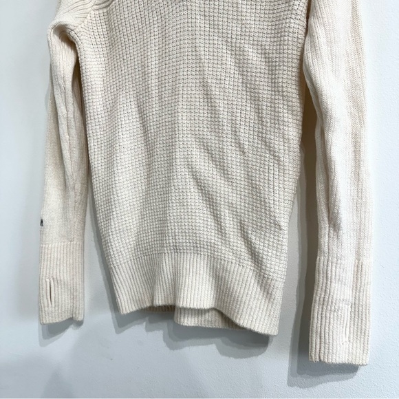 Neomondo Narvik rib wool sweater jumper quarter zip unisex cream - Picture 4 of 8